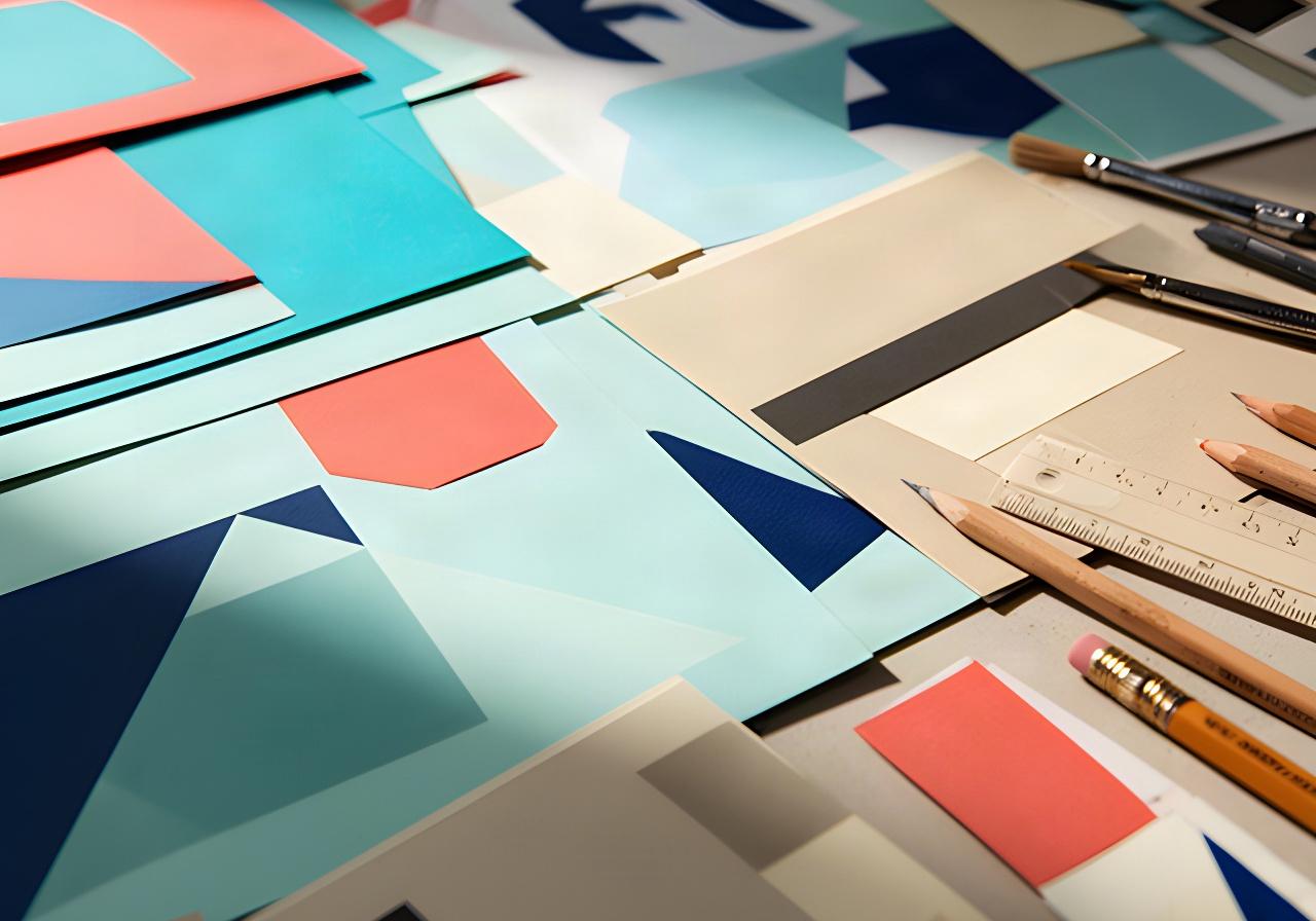 Detailausschnitte von Grafikdesign-Kursarbeiten mit Plakaten, Farbfeldern und typografischen Entwürfen