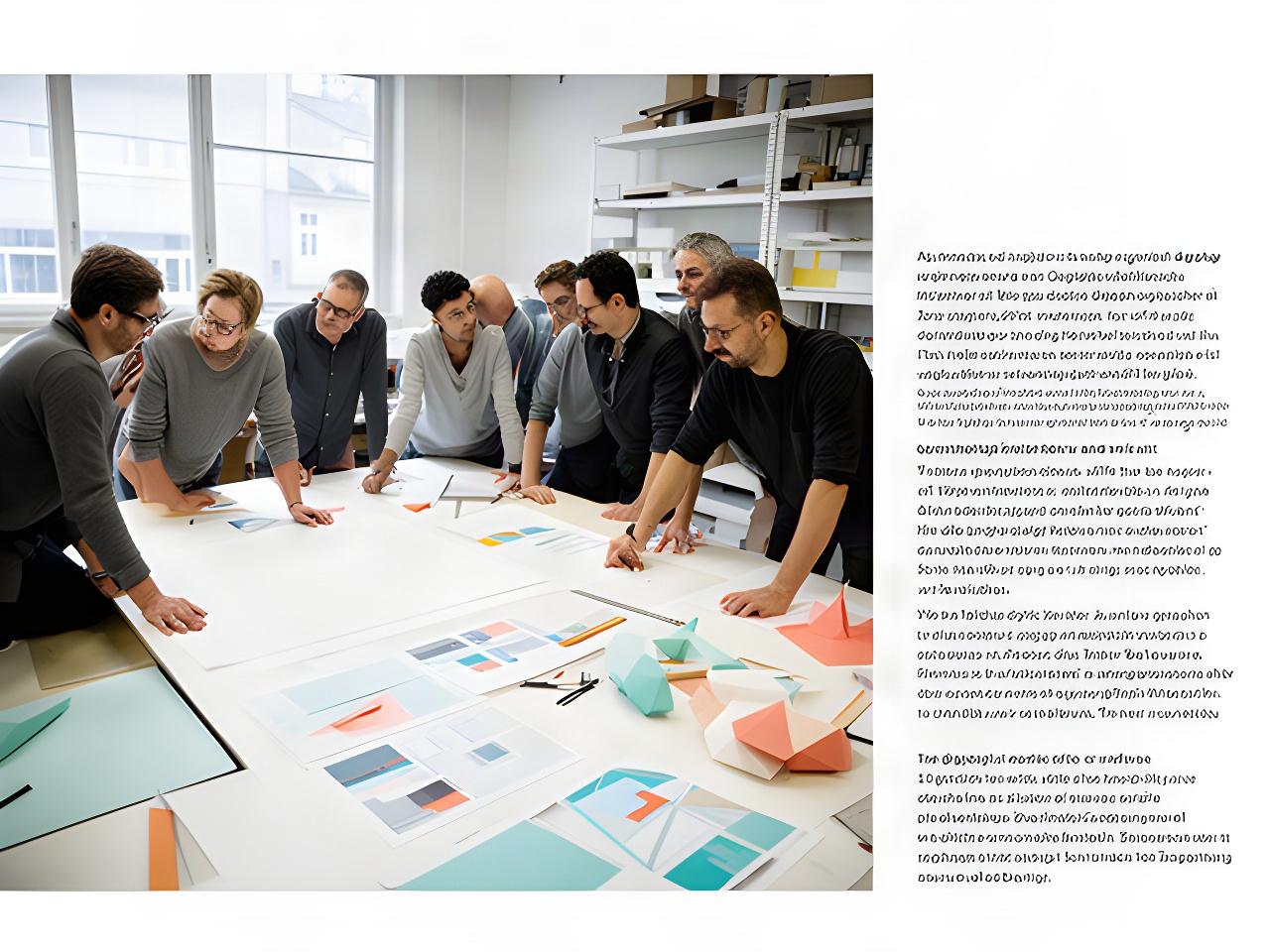 Design-Dozentinnen und Design-Dozenten arbeiten an grossen Plakaten in einem hellen Studio in Zürich